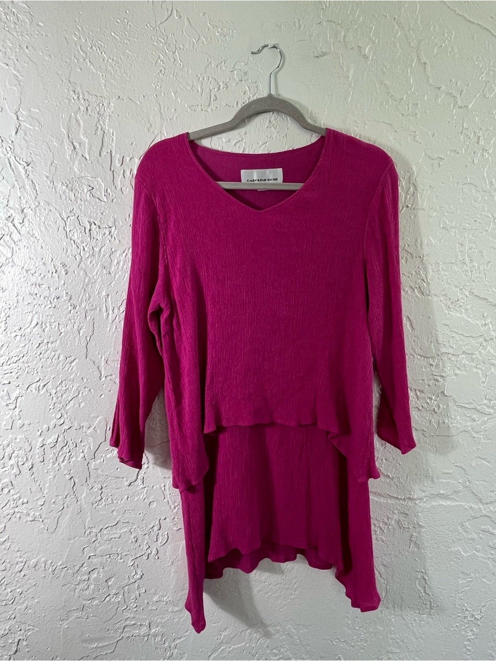 Caroline Rose Pink‎ Crinkle Tunic Top Medium